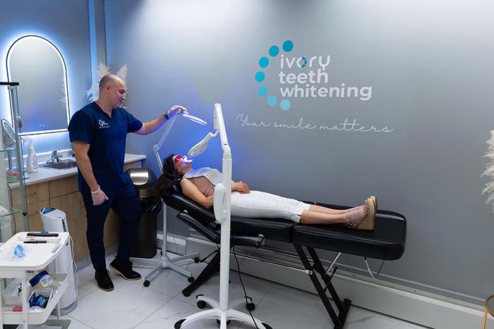 Professional teeth whitening treatment at Ivory Teeth Whitening clinic in Edmonton